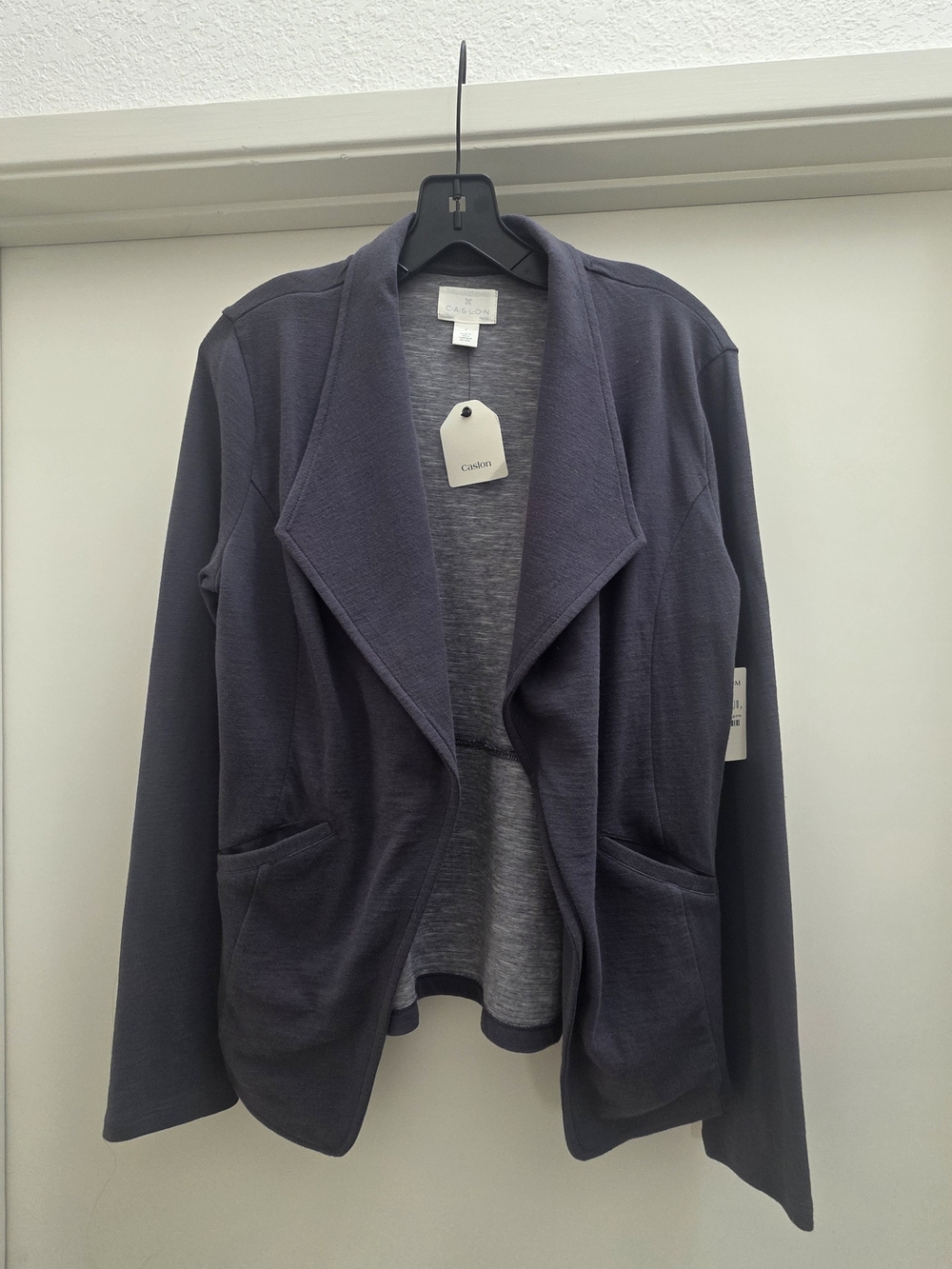 Quiet Luxury Office Travel Caslon Drape Collar Cotton Knit Blazer M Nordstrom
